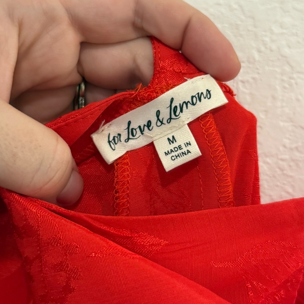 For Love and Lemons Cocktail Dress Red Floral Size Medium - Picture 8 of 8